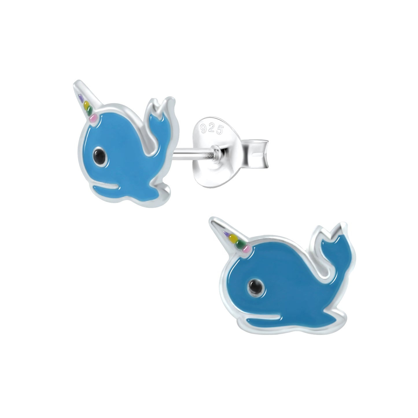 Sterling Silver Narwhal Stud Earrings