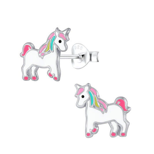 Sterling Silver Unicorn Stud Earrings