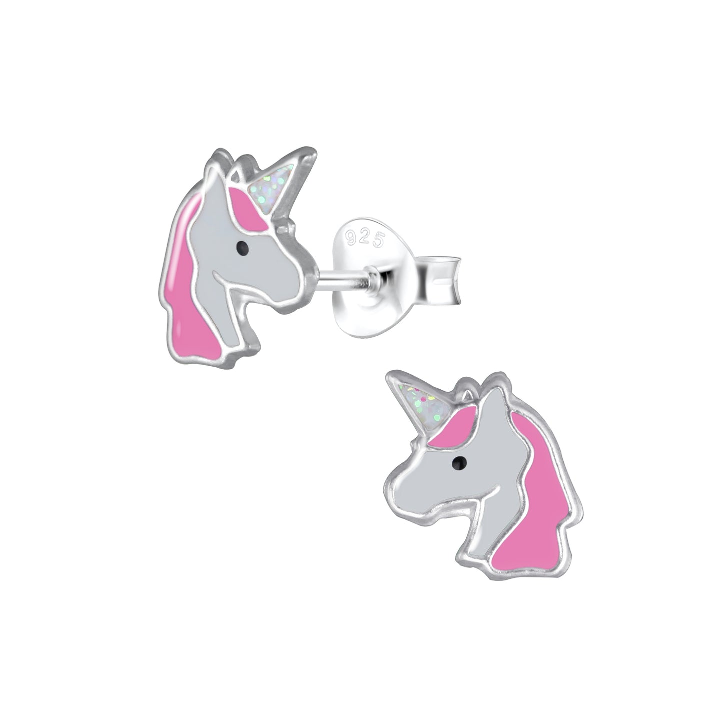 Sterling Silver Unicorn Head Stud Earrings