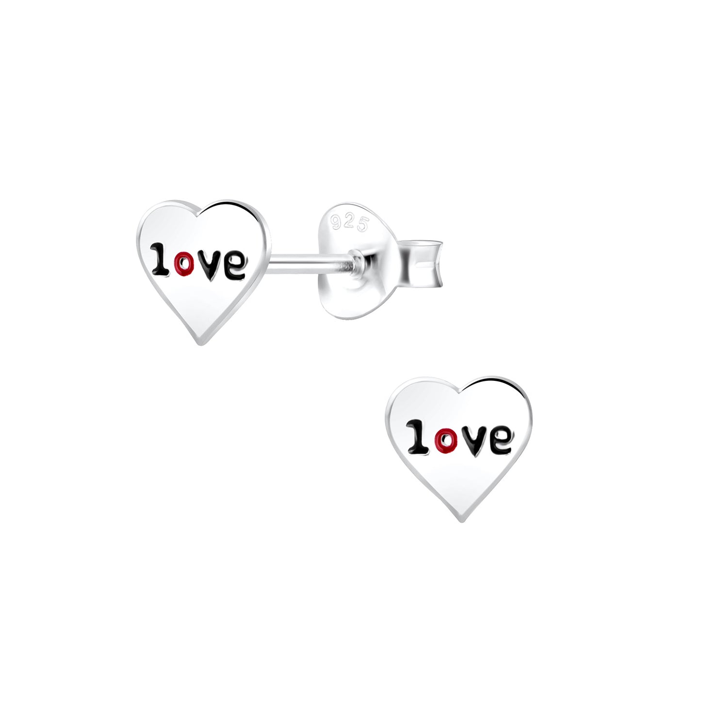 Sterling Silver Heart Love Stud Earrings