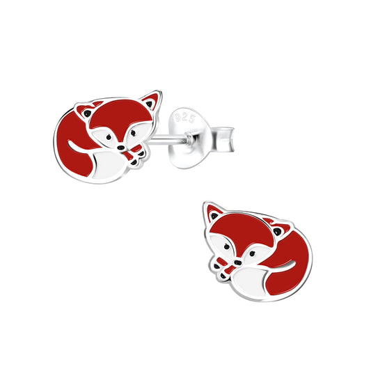 Sterling Silver Fox Stud Earrings