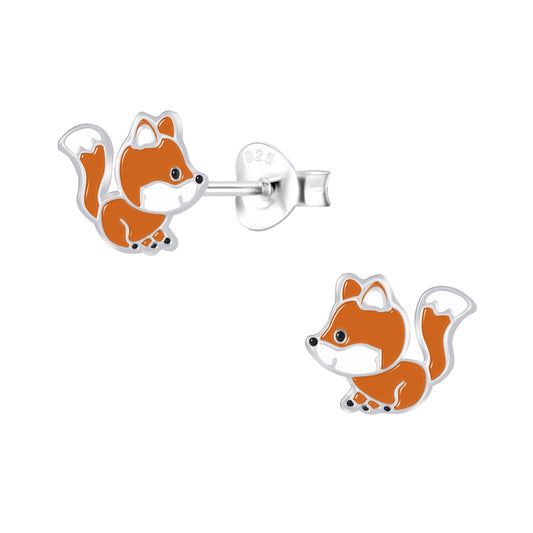 Sterling Silver Fox Stud Earrings