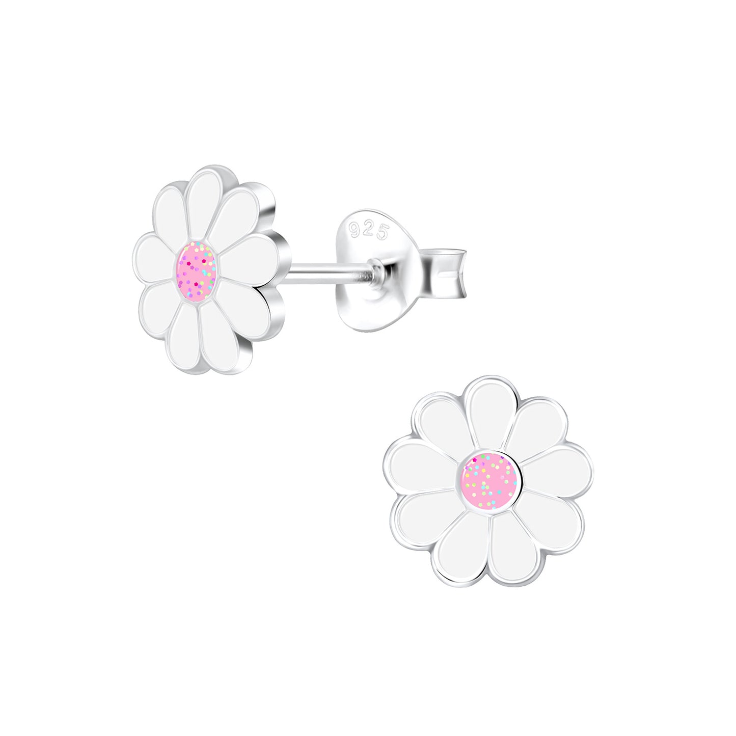 Sterling Silver Daisy Flower Stud Earrings