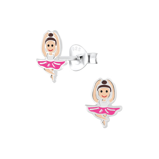 Sterling Silver Ballerina Stud Earrings