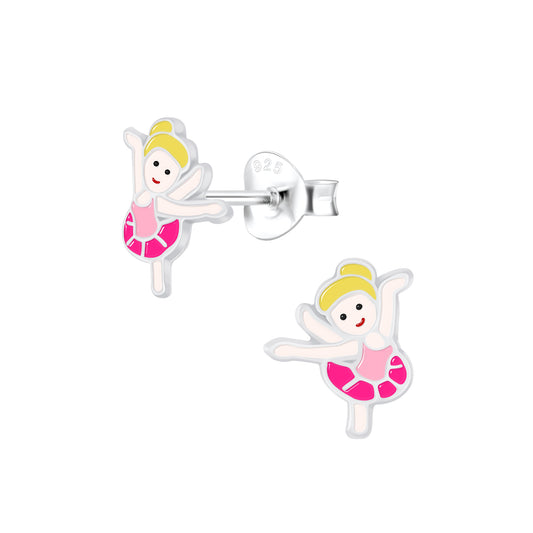 Sterling Silver Ballerina Stud Earrings