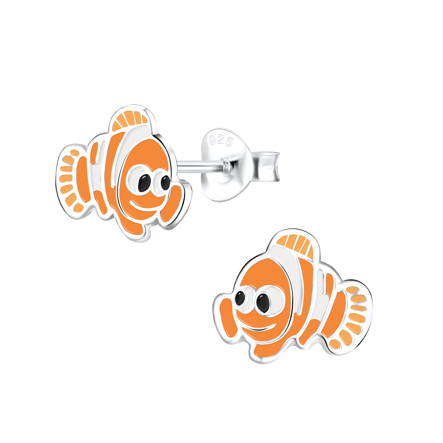 Sterling Silver Clown Fish Stud Earrings