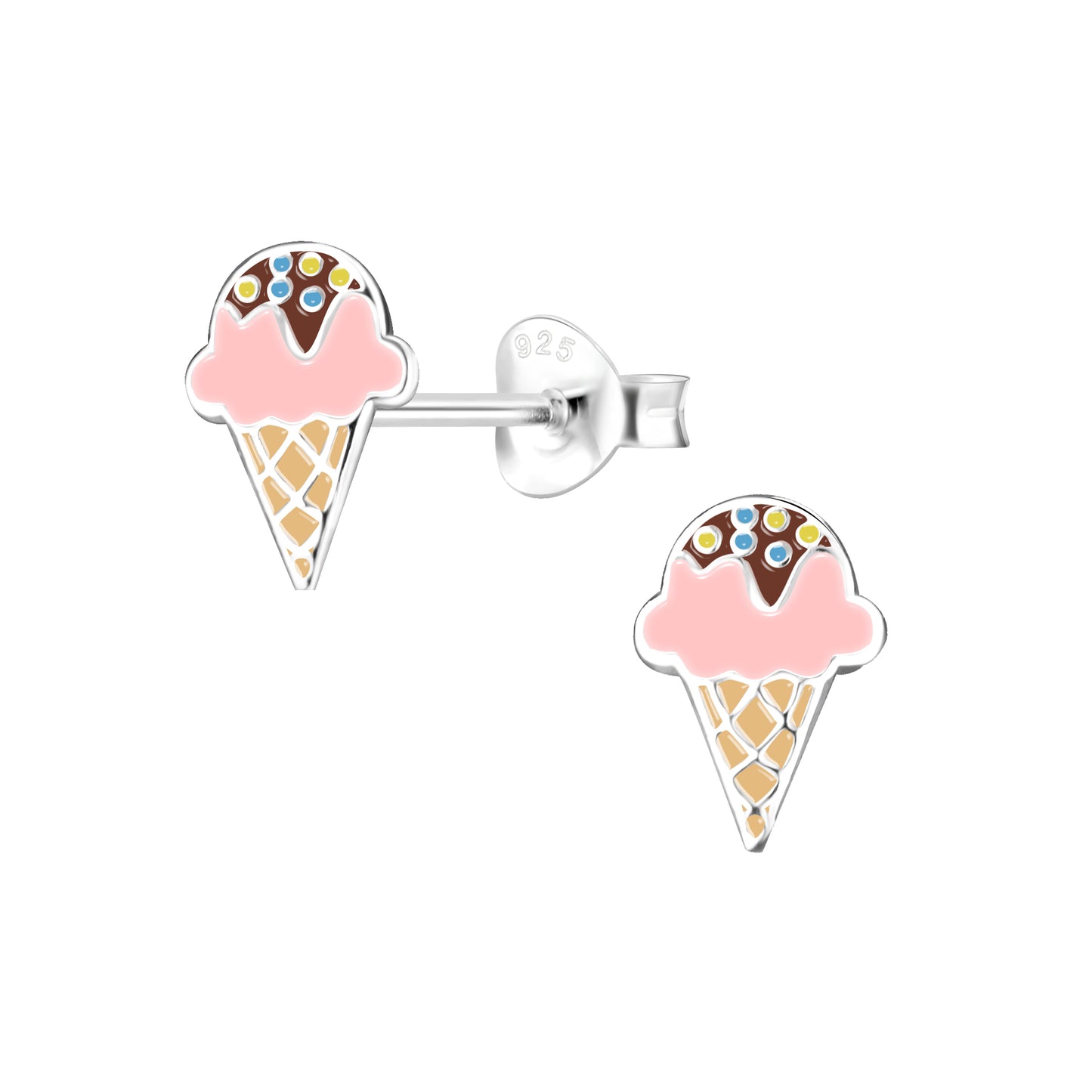 Sterling Silver Ice Cream Cone Stud Earrings