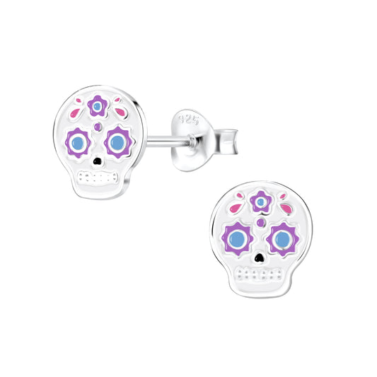 Sterling Silver Skull Stud Earrings