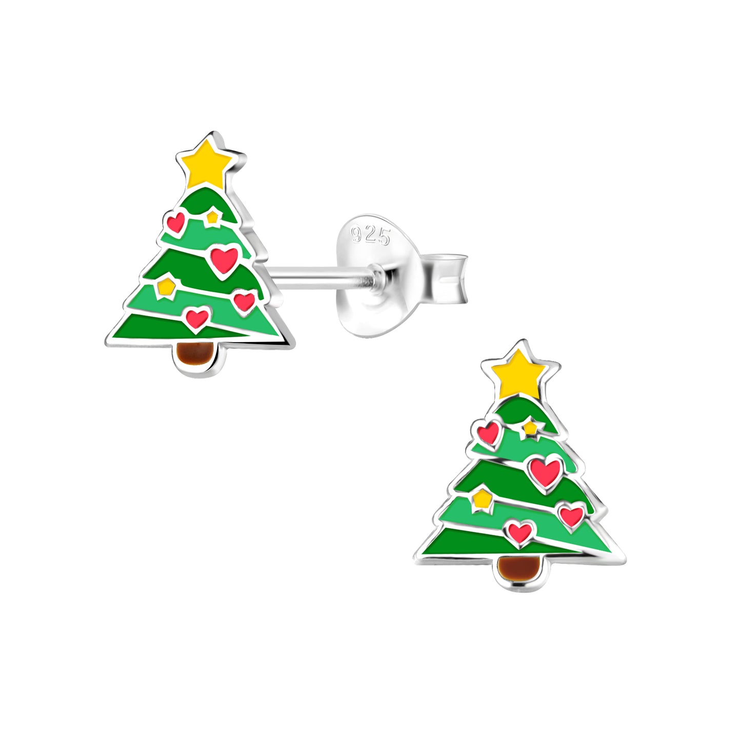 Sterling Silver Christmas Tree Stud Earrings