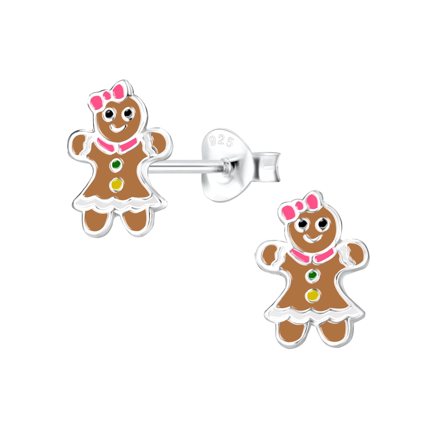 Sterling Silver Gingerbread Girl Stud Earrings