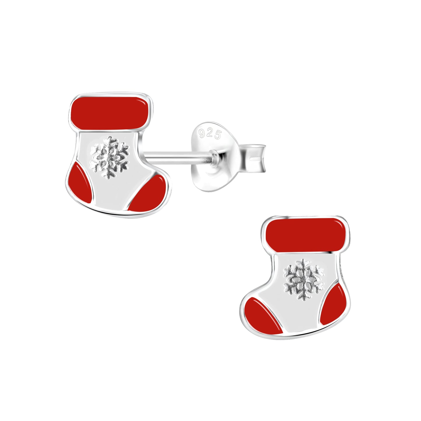 Sterling Silver Christmas Stocking Stud Earrings