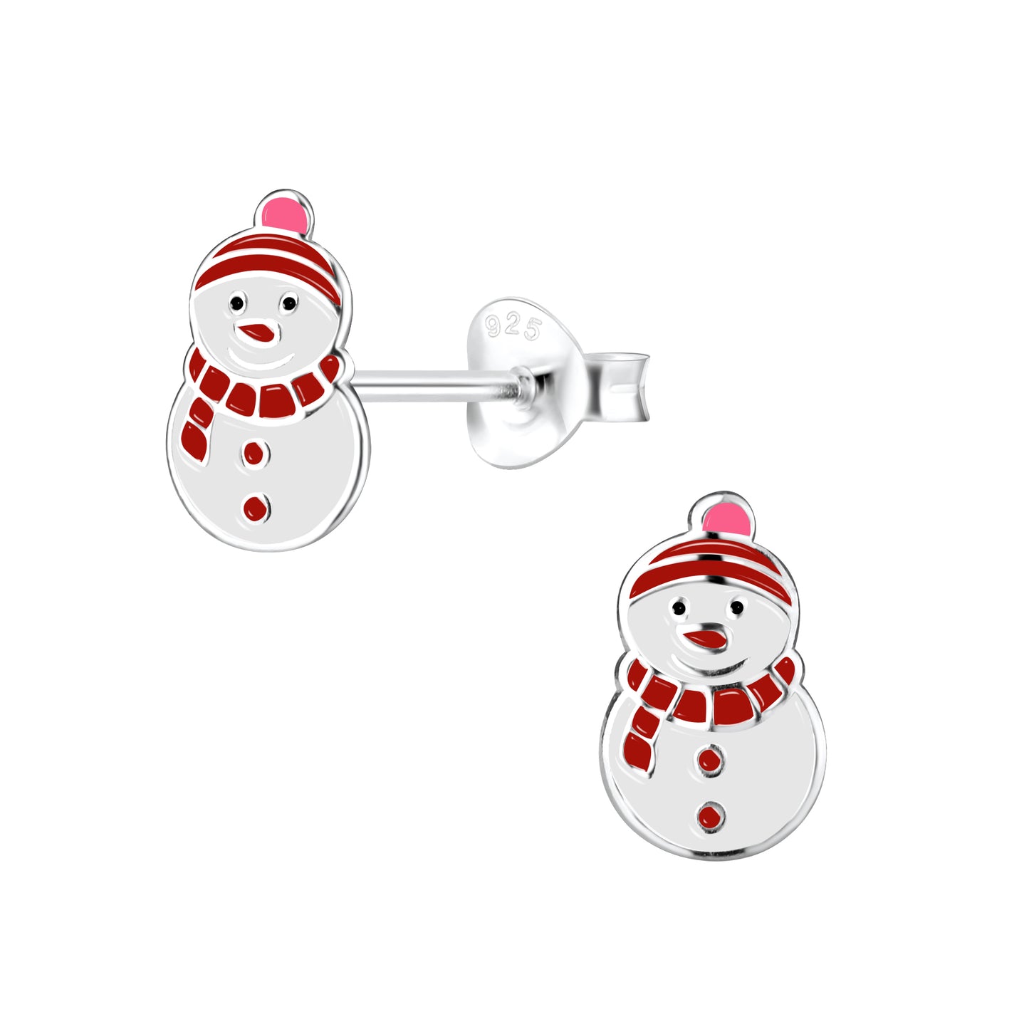 Sterling Silver Snowman Stud Earrings