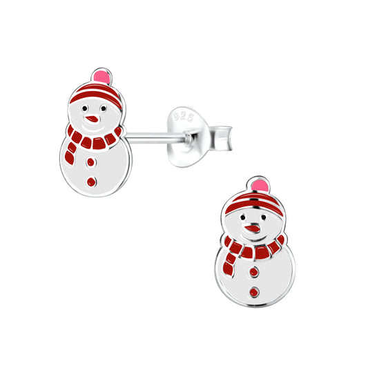 Sterling Silver Snowman Stud Earrings