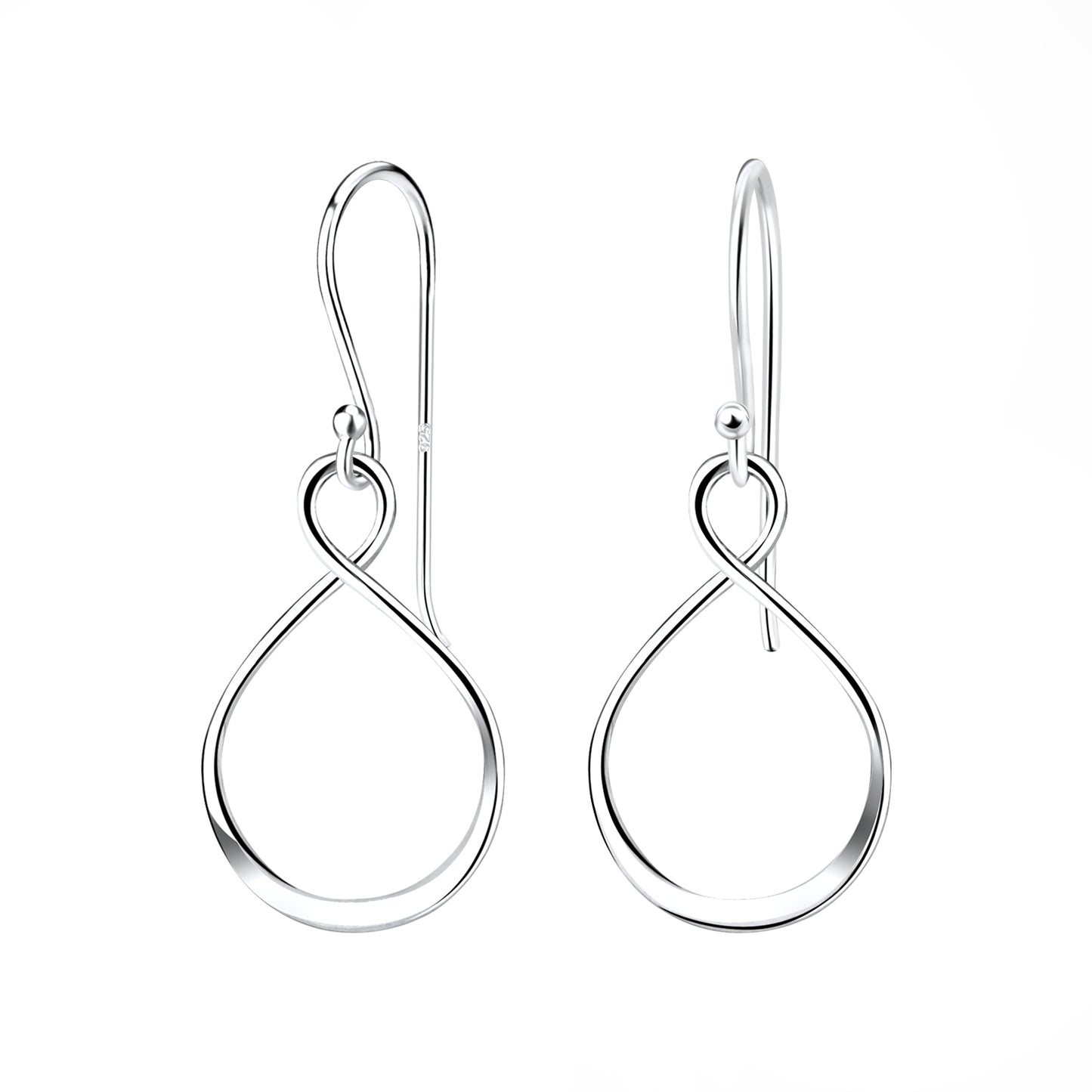 Sterling Silver Infinity Hook Back Earrings