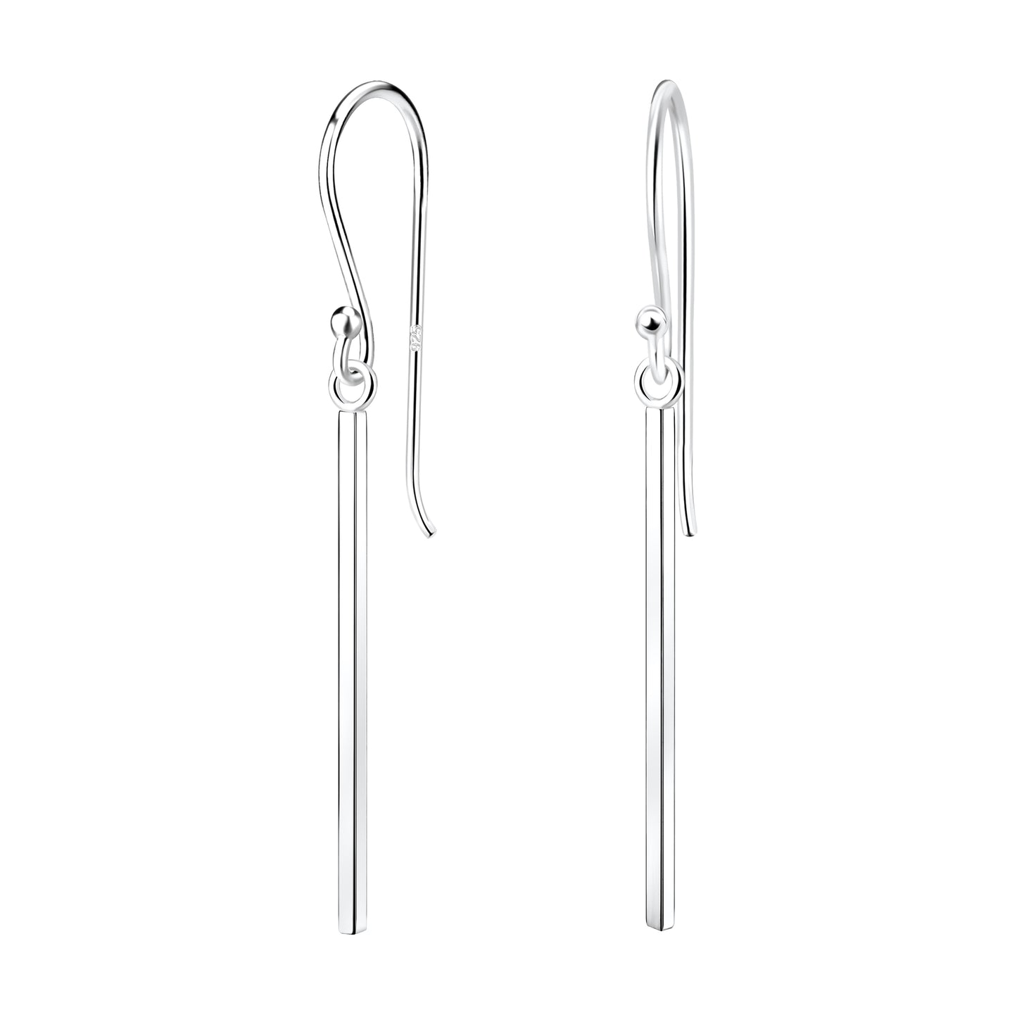 Sterling Silver Bar Hook Back Earrings