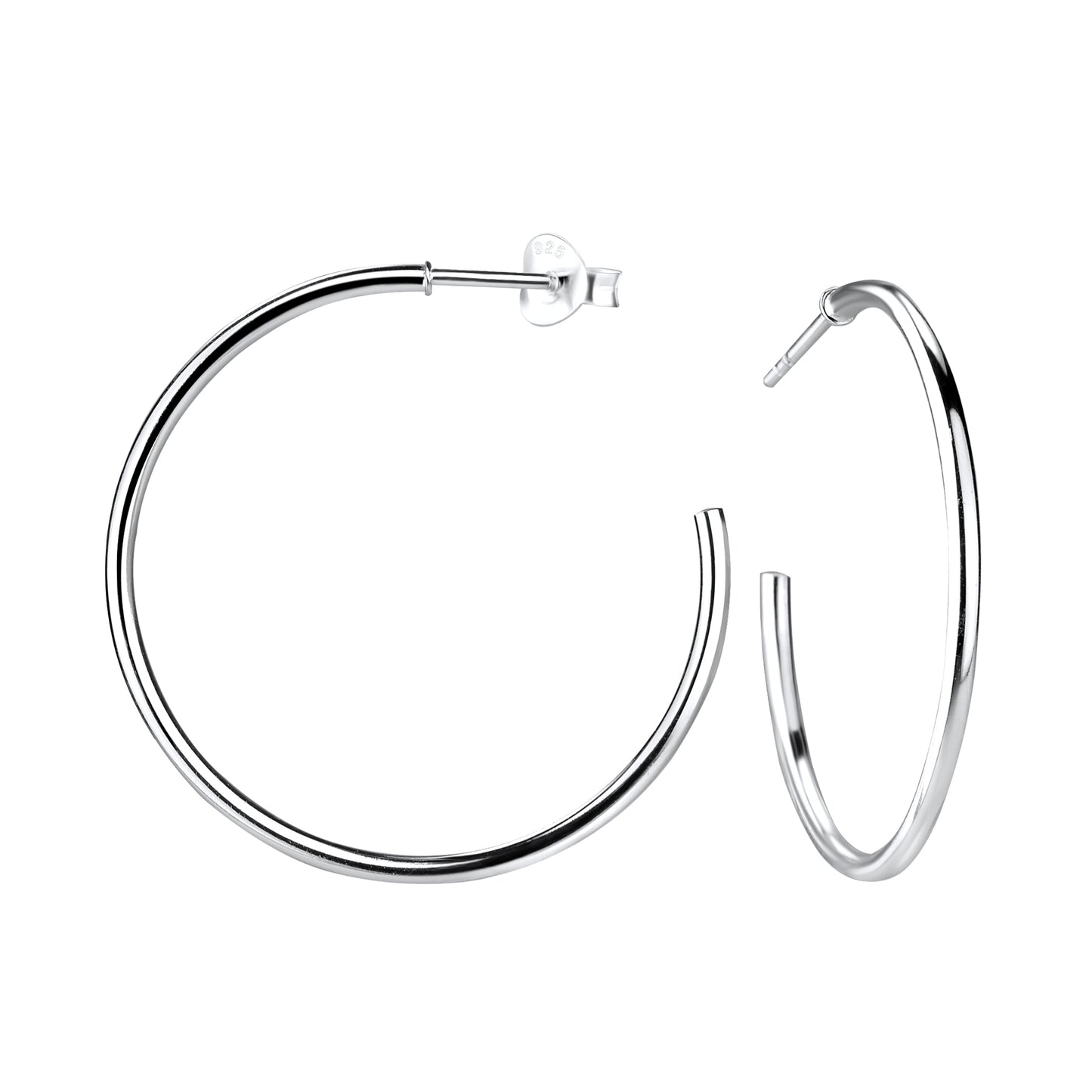 Sterling Silver Half Hoop Stud Earrings