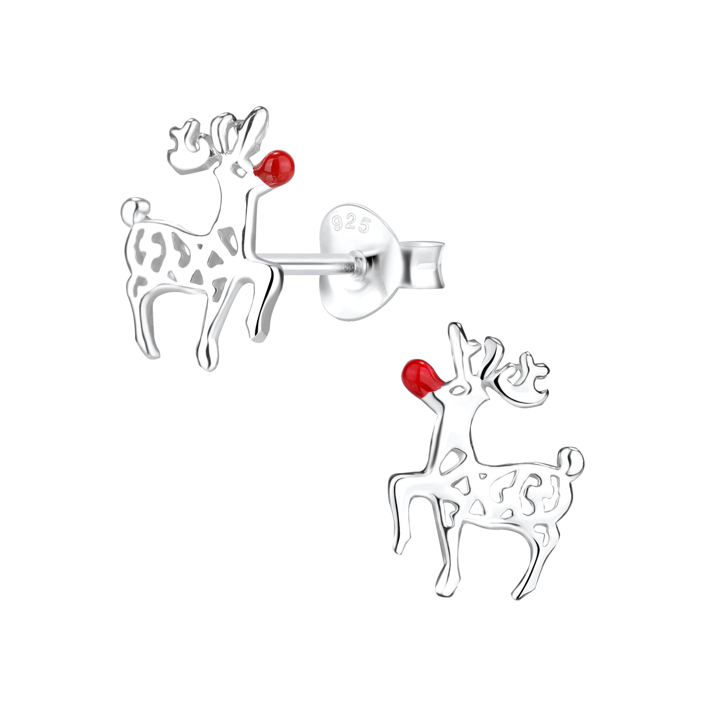 Sterling Silver Reindeer Stud Earrings