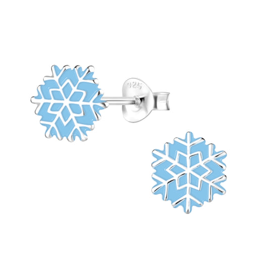 Sterling Silver Snow Flake Stud Earrings