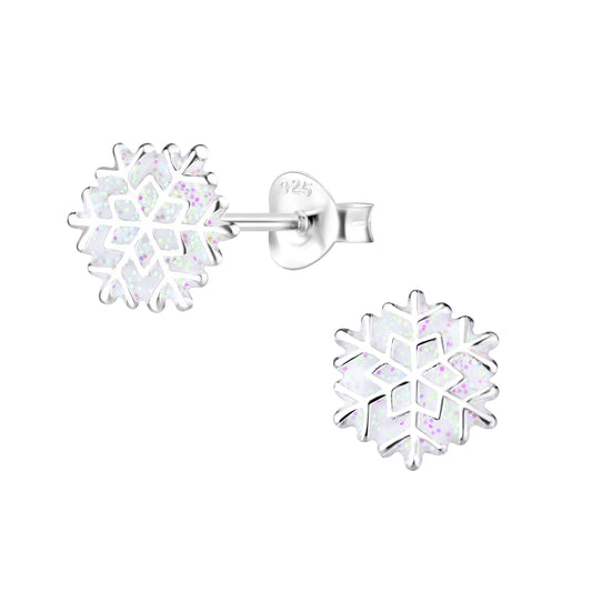 Sterling Silver Snow Flake Stud Earrings