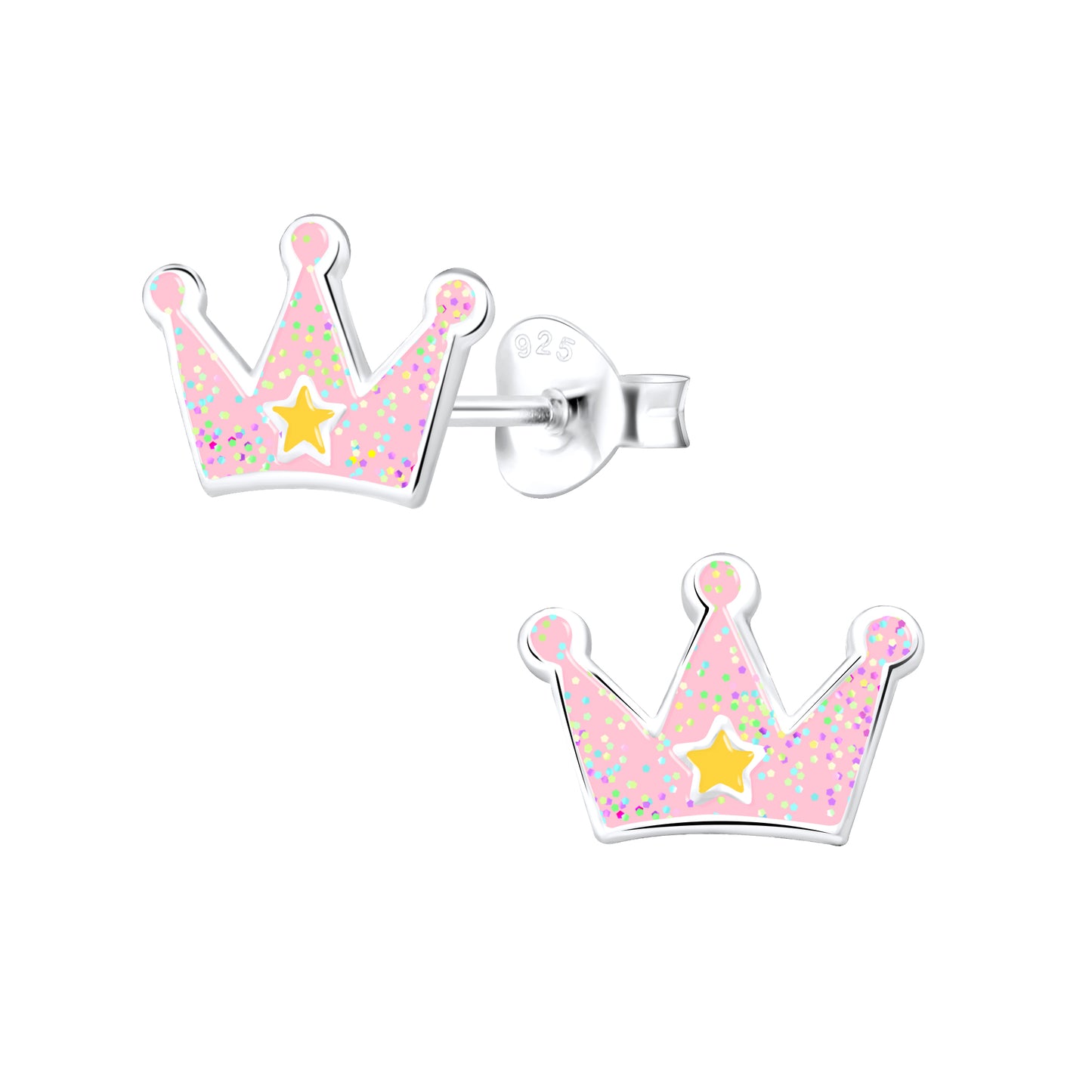 Sterling Silver Crown Stud Earrings