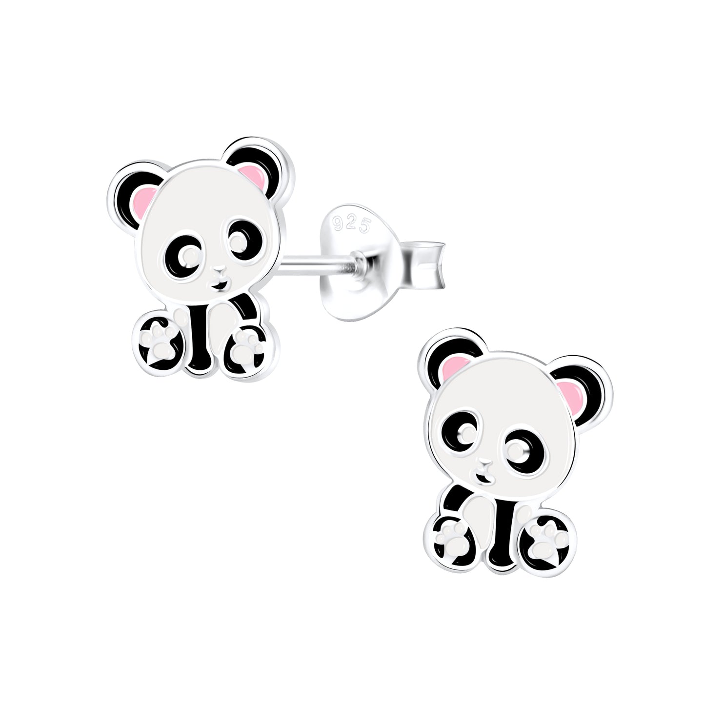 Sterling Silver Panda Stud Earrings