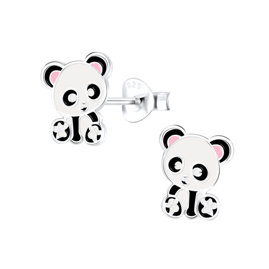 Sterling Silver Panda Stud Earrings