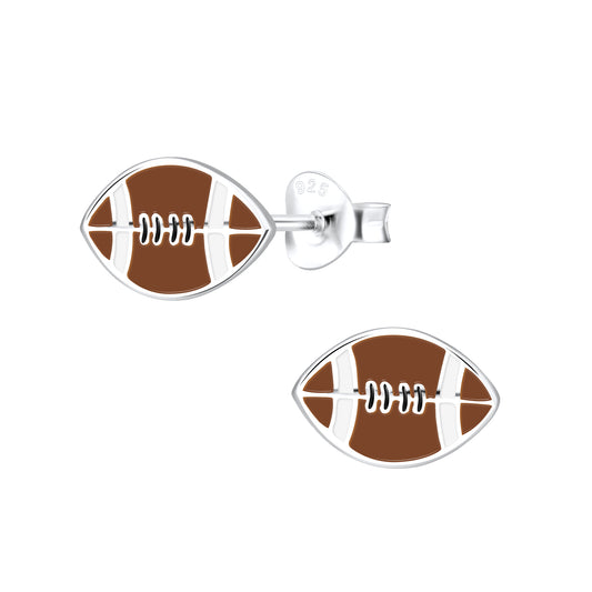 Sterling Silver Football Stud Earrings