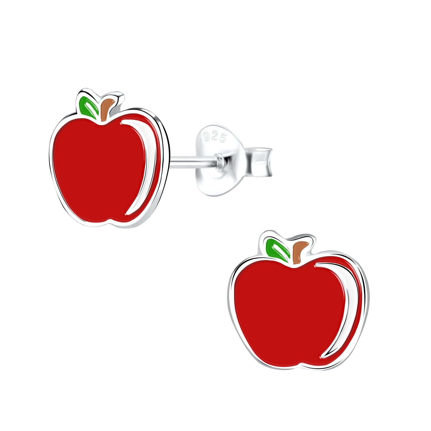 Sterling Silver Apple Stud Earrings