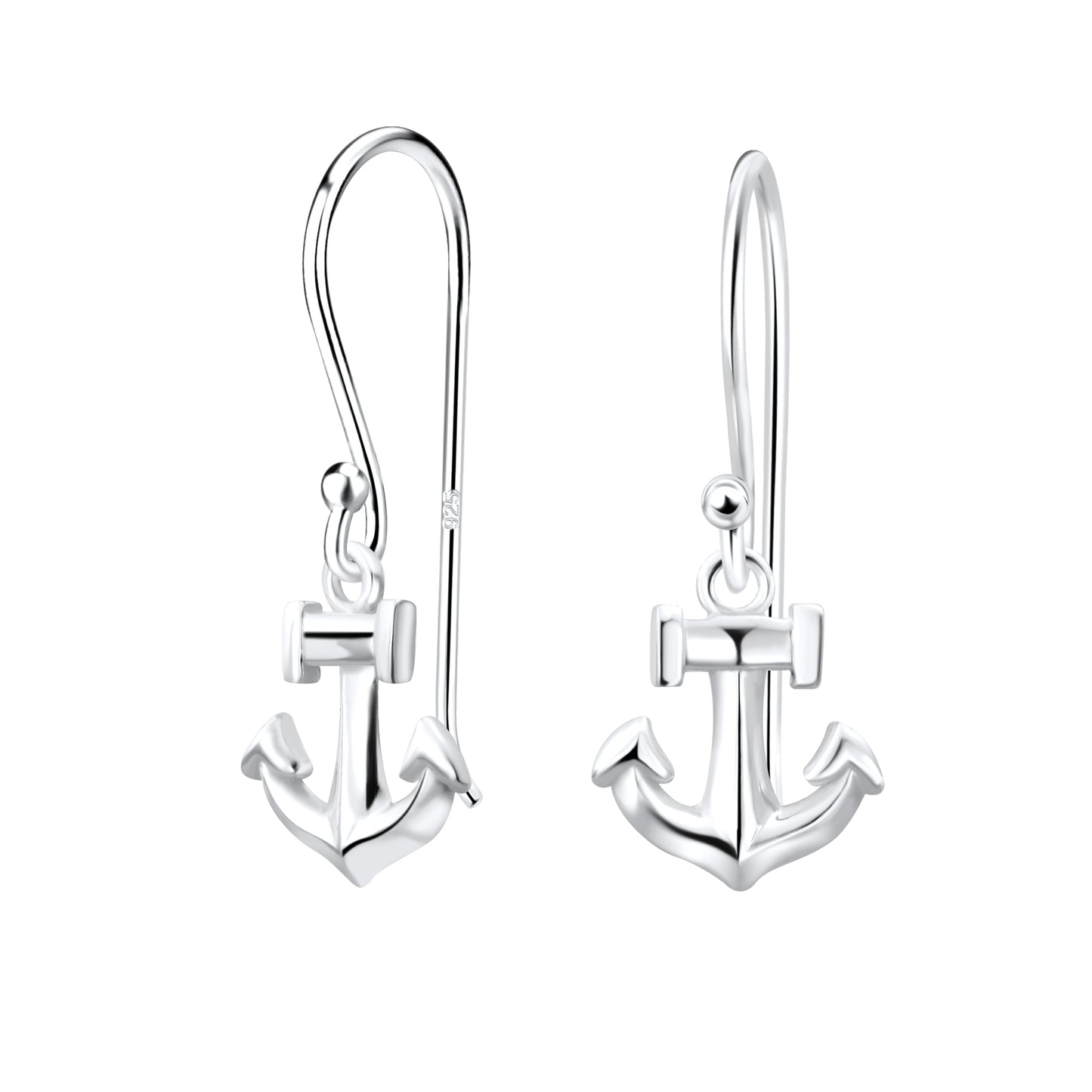 Sterling Silver Anchor Hook Back Earrings