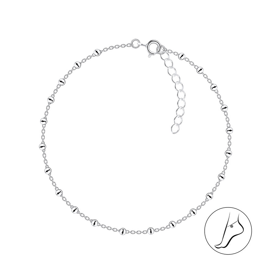 Sterling Silver 26cm Satellite Anklet with Extension