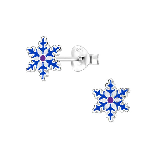 Sterling Silver Snow Flake Stud Earrings