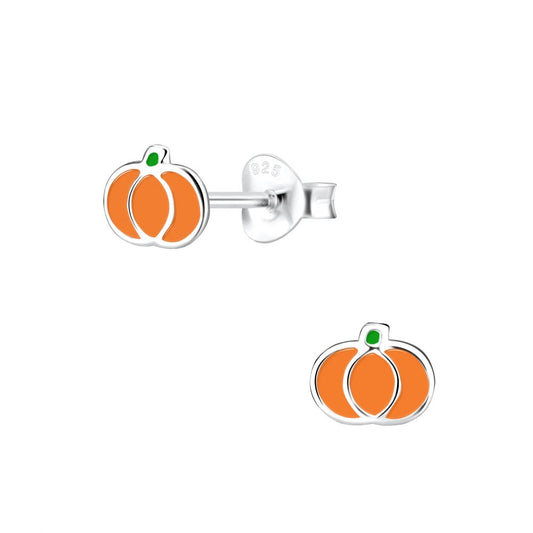 Sterling Silver Pumpkin Stud Earrings