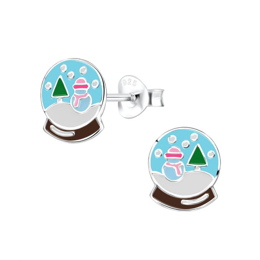 Sterling Silver Snow Globe Stud Earrings